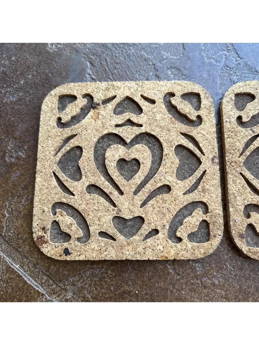 2X Pampered Chef Heart Trivet Cork Cut-Outs 7.75